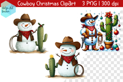 Vintage Cowboy Christmas PNG | Snowman ClipArt Product Image 1