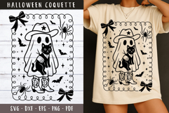 Cowboy ghost with black cat clipart Halloween Coquette