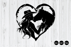 Cowboy Girl Kissing Horse SVG, Horse SVG Product Image 1