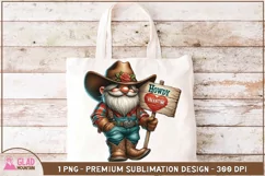 Cowboy Valentine Gnome png, Howdy Valentine sublimation png Product Image 2
