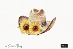 Watercolor Sunflower Cowboy Hat Clipart | Watercolor PNG Product Image 1