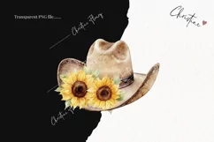 Watercolor Sunflower Cowboy Hat Clipart | Watercolor PNG Product Image 2