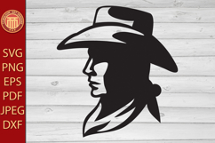 Cowboy Head Profile - eps, jpg, dxf, svg, pdf, png files Product Image 1