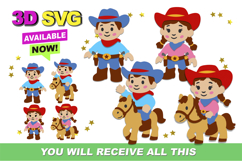 Cowboy &amp; Cowgirl Elements 3D SVG and PNG Product Image 1