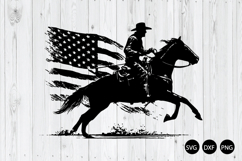Cowboy On America Flag SVG, 4th of July SVG, Cowboy SVG Product Image 1