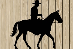 Cowboy riding a horse silhouette SVG Product Image 1