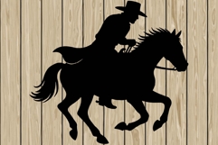 Cowboy riding a horse silhouette SVG Product Image 1