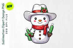 Cowboy Snowman &amp; Christmas Cactus Clipart Product Image 1