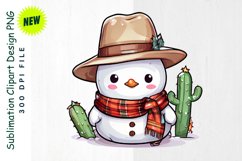 Cowboy Snowman with Holiday Cactus Clipart Product Image 1