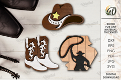 Cowboy tiered tray decors Laser Cut. Western SVG Product Image 11