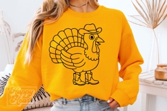 Cowboy Turkey SVG PNG - Thanksgiving Decor Sweater Shirt Product Image 2