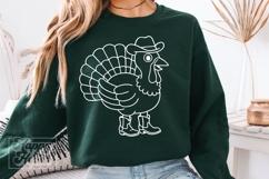 Cowboy Turkey SVG PNG - Thanksgiving Decor Sweater Shirt Product Image 3