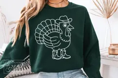 Cowboy Turkey SVG PNG - Thanksgiving Decor Sweater Shirt Product Image 3