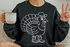 Cowboy Turkey SVG PNG - Thanksgiving Decor Sweater Shirt Product Image 4
