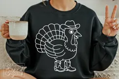 Cowboy Turkey SVG PNG - Thanksgiving Decor Sweater Shirt Product Image 4