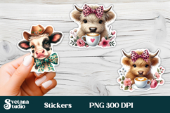 Cute highland cow stickers bundle | Farm animal stickers Product Image 10