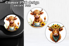 Cute cow car coaster | Farm animal round coaster PNG Product Image 1