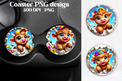 Cute cow in wall car coaster | Cow farm coaster design Product Image 1