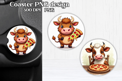 Cute cow car coaster | Farm animal round coaster PNG Product Image 1