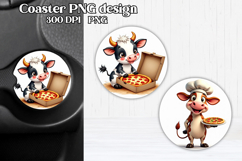 Cute cow car coaster | Farm animal round coaster PNG Product Image 1