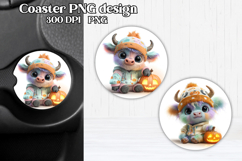 Cute Halloween cow car coaster | Farm animal round coaster Product Image 1