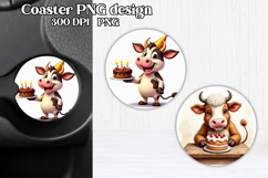 Cute cow car coaster | Farm animal round coaster PNG Product Image 1