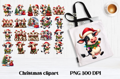 Cute Christmas cow sublimation | Cute cow clipart bundle Product Image 1