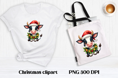Cute Christmas cow sublimation | Cute cow clipart PNG Product Image 1