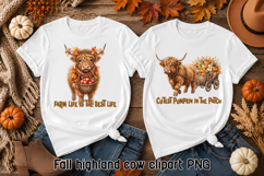 Autumn Highland Cow PNG | Cozy Fall Design Product Image 1