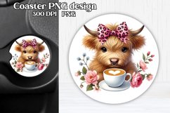 Highland cow coffee car coaster | Cow coaster design Product Image 1