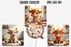Christmas cow square coaster sublimation design Product Image 1