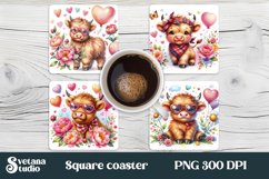 Baby cow bandana flower square coaster sublimation design Product Image 1