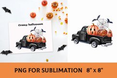 Halloween Sublimation Design, Halloween Truck, Pumpkins Product Image 1