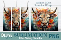 Cow Floral Sublimation 20oz Tumbler Wrap PNG Product Image 1
