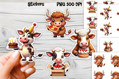 Funny cow stickers PNG | Cute farm animal sticker printable Product Image 1