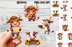 Funny cow stickers PNG | Cute farm animal sticker printable Product Image 1