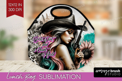 Cowgirl Lunch Bag - Country Girl Lunch Bug PNG Sublimation Product Image 1