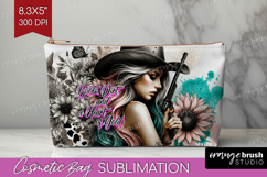 Cowgirl Cosmetic Bag - Country Girl Makeup Bag PNG Product Image 1
