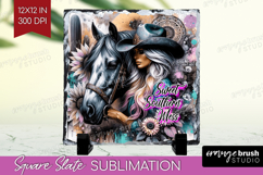 Cowgirl Slate PNG - Country Girl Square Slate Sublimation Product Image 1