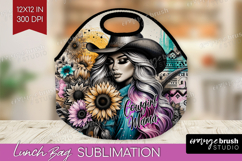 Cowgirl Lunch Bag - Country Girl Lunch Bug PNG Sublimation Product Image 1