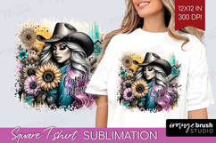 Cowgirl Square Tshirt Background - Country Girl PNG Product Image 1