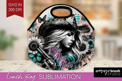 Cowgirl Lunch Bag - Country Girl Lunch Bug PNG Sublimation Product Image 1