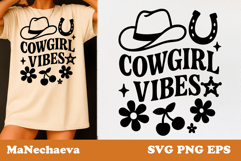 Cowgirl Vibes SVG | Western Hat &amp; Cherry Clipart Product Image 1