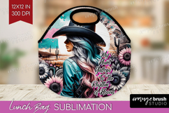 Cowgirl Lunch Bag - Country Girl Lunch Bug PNG Sublimation Product Image 1