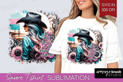 Cowgirl Square Tshirt Background - Country Girl PNG Product Image 1