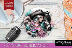 Cowgirl Car Coaster - Country Girl Coaster PNG Sublimation Product Image 1