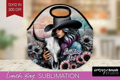 Cowgirl Lunch Bag - Country Girl Lunch Bug PNG Sublimation Product Image 1