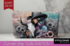Cowgirl Cosmetic Bag - Country Girl Makeup Bag PNG Product Image 1