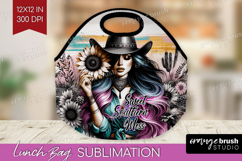 Cowgirl Lunch Bag - Country Girl Lunch Bug PNG Sublimation Product Image 1
