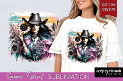 Cowgirl Square Tshirt Background - Country Girl PNG Product Image 1